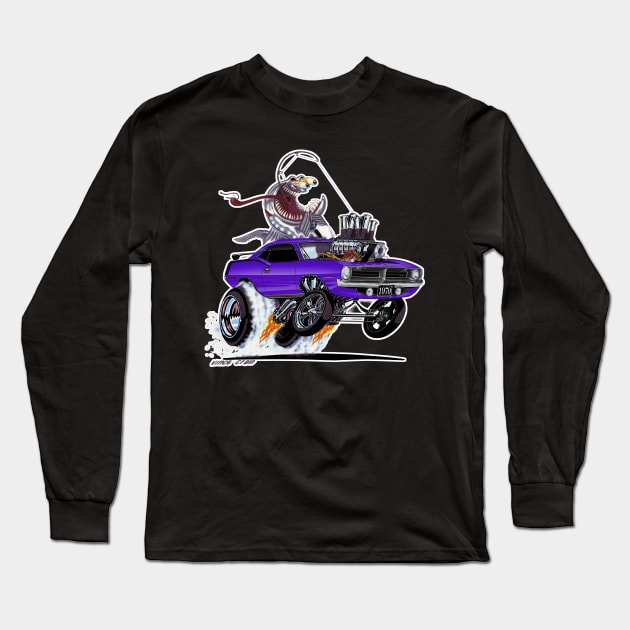 FISH TAILIN 1970 'cuda PURPLE Long Sleeve T-Shirt by vincecrain